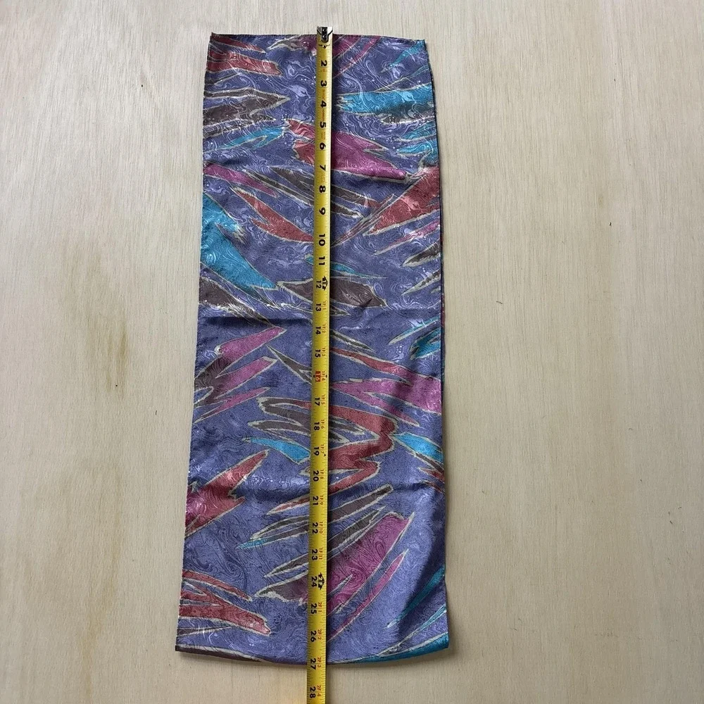 Vintage Purple Geometric Satin Scarf Womens One Size Rectangle‎ Abstract Print